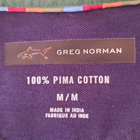 Greg Norman Mens  Pima Cotton Navy Blue Polo Shirt Size Medium - Picture 4 of 8